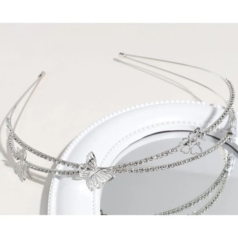 French Double Layer High Design Sense Butterfly Headband