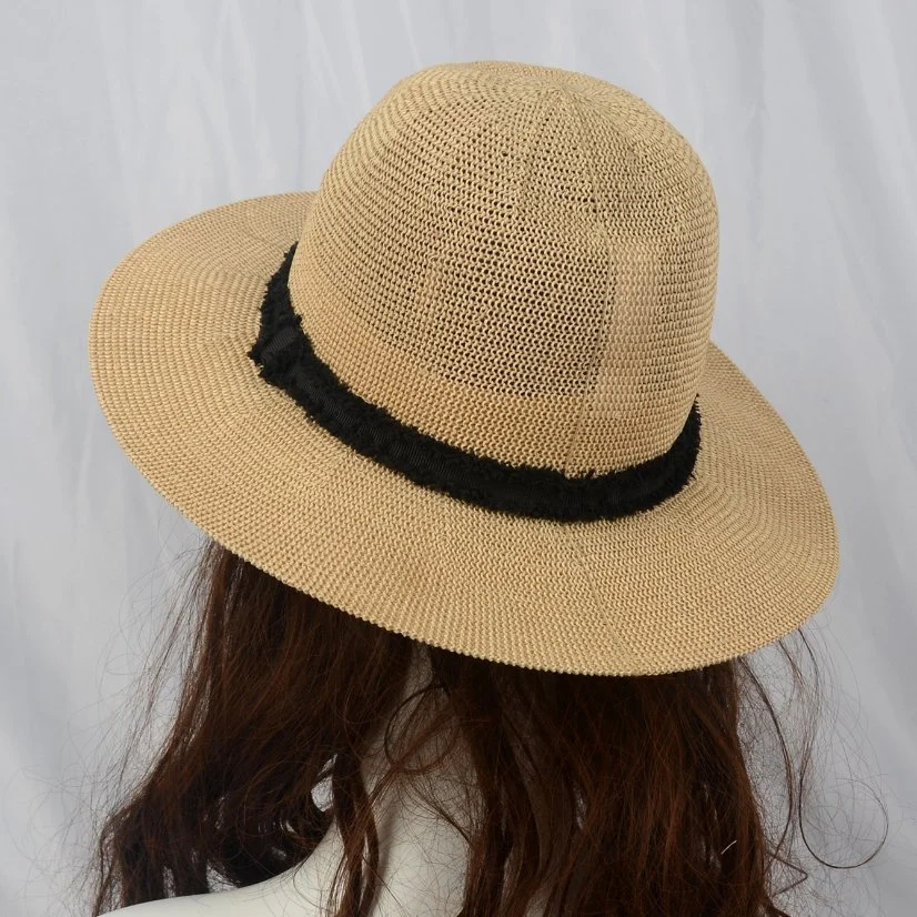 Black Band Natural Mesh Cloche Type Sun Protection Panama Hat