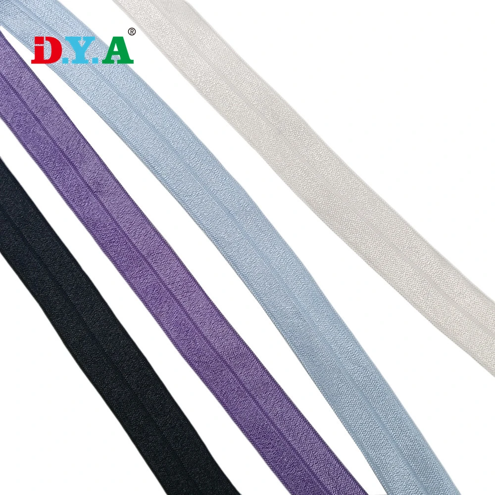 Custom 20mm Wide Shiny Solid Color Fold Over Spandex Elastic Band for Garment