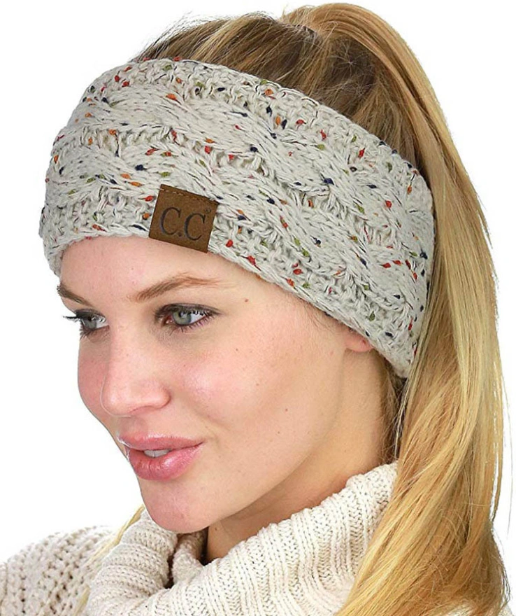 New 23 Colors Aw Ladies Dotted Yarn Acrylic Wool Knitted Headband