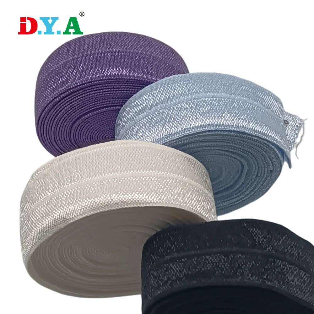 Custom 20mm Wide Shiny Solid Color Fold Over Spandex Elastic Band for Garment