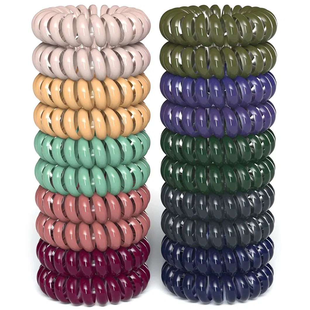 20PCS Multi-Color Waterproof Phone Cord No Crease Spiral Hair Ties Hair Bands