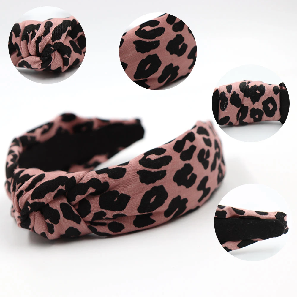 Wholesale Custom Fashion Girls Hair Accessory Fabric Hairband Plain PU Leather Wide Knot Headbands Hair Band for Women