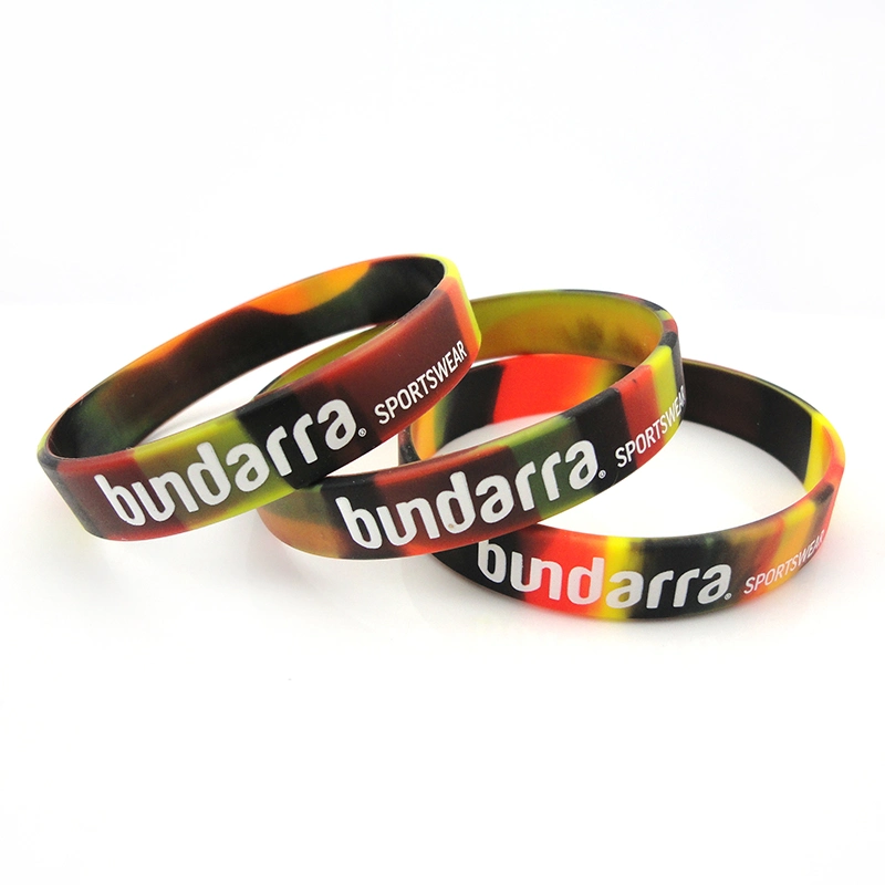 Promotional High Quality Embossed Color Filled Silicone Wristband for Sport