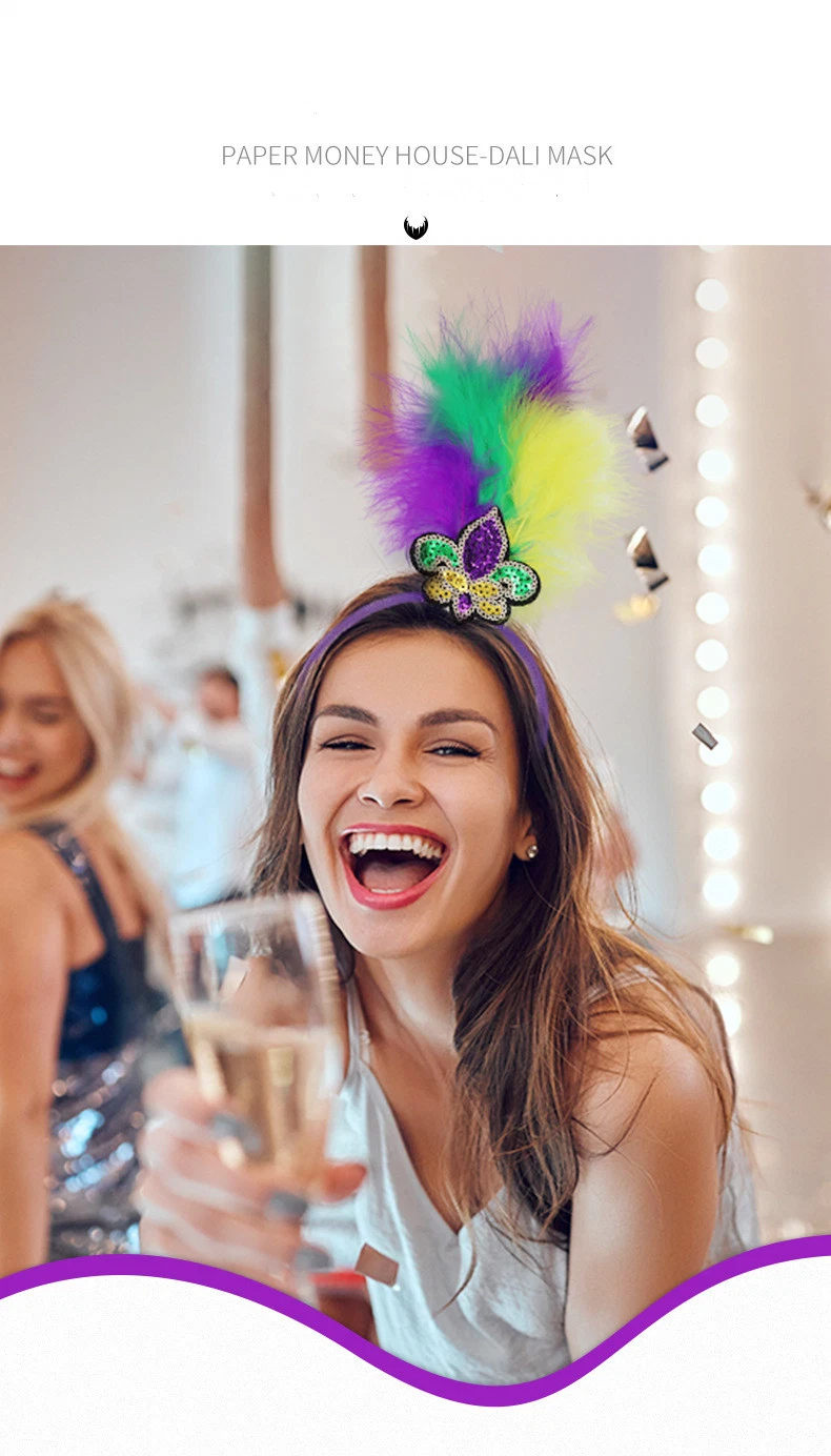 Brazilian Carnival Party Hairband Headpiece with Sequins and Feathers