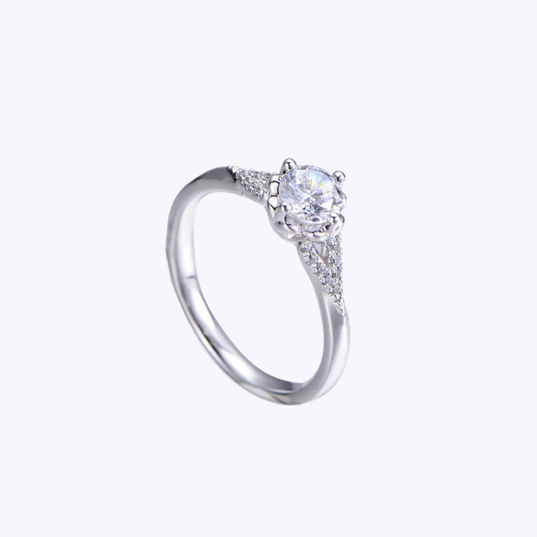 White Gold S925 Plated Engagement Ring Bridal Jewelry Wedding Band for Women