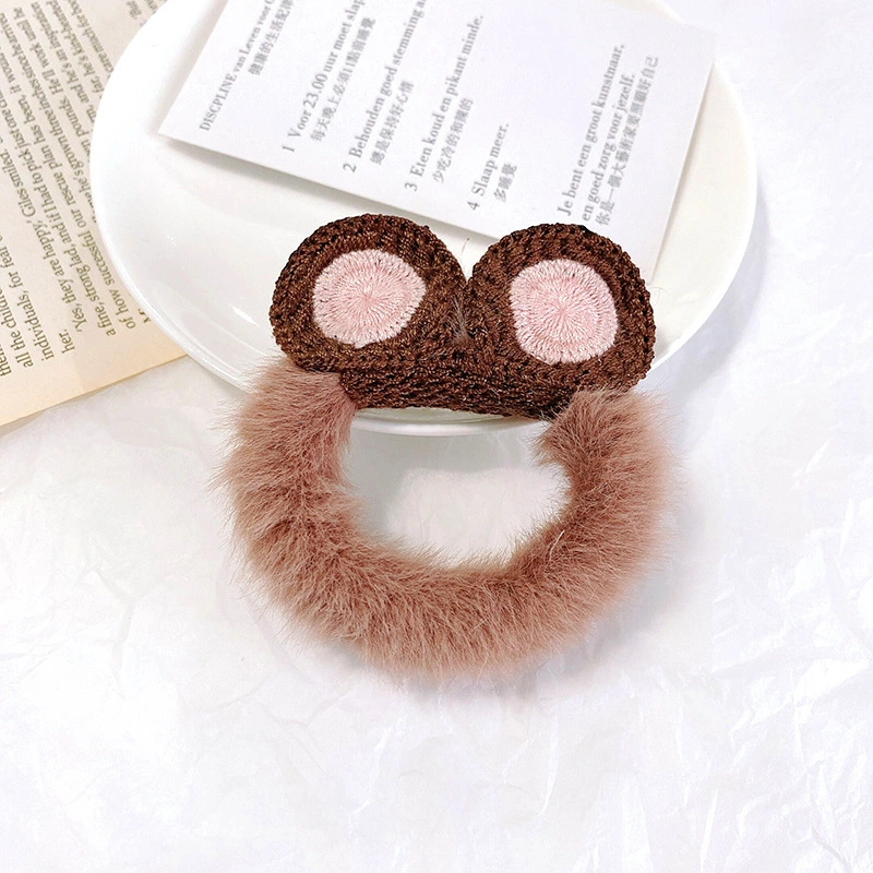 Cute Cartoon Plush Hair Rope Rabbit Ears Bear Cat Hair Cord Hairband