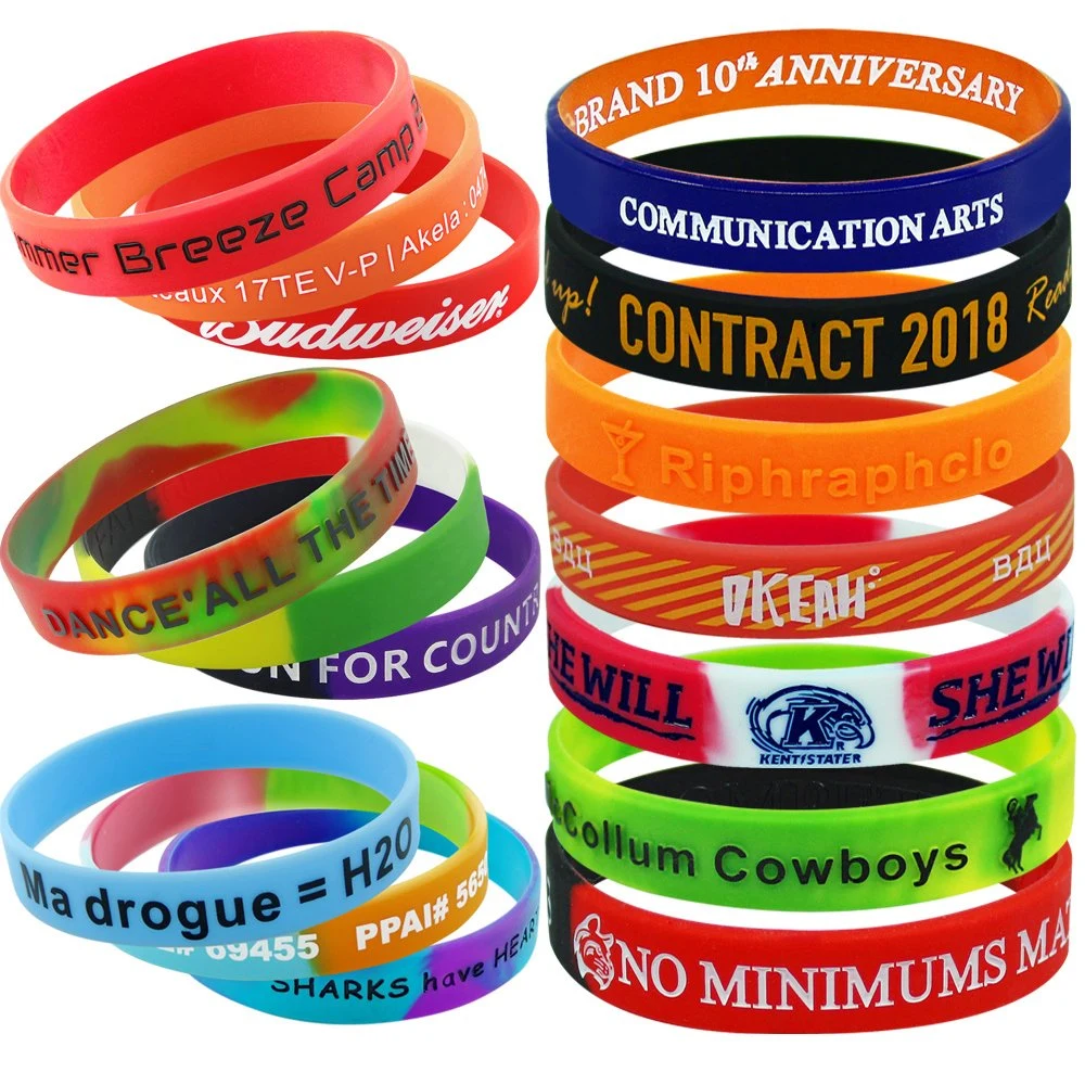 Wholesale Paper Tyvek Rubber Pop It Bracelet Custom Printing Glow in The Dark Qr Code Silicon Promotional Festival Gift Mosquito NBA Gym VIP Silicone Wristband