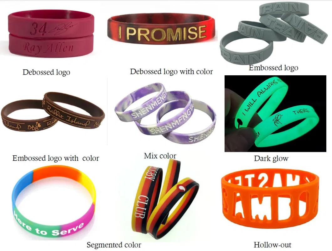 Customized Promotional 24mm Wide Silicone Bracelet Wrist Bands with Logo Silk-Screen