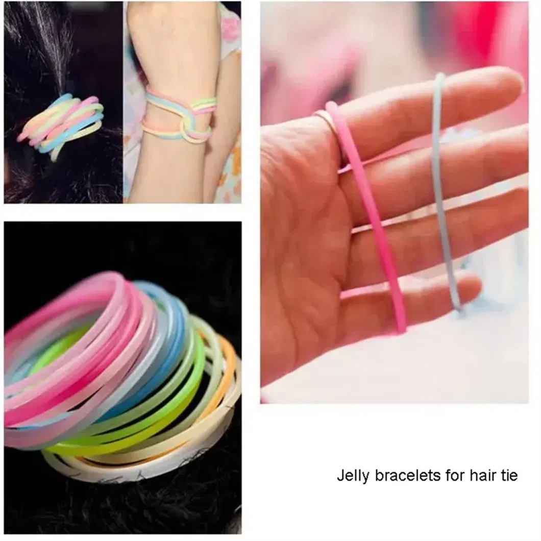 Glow Silicone Jelly Bracelets Girls Women Hair Ties Retro Neon Wristband