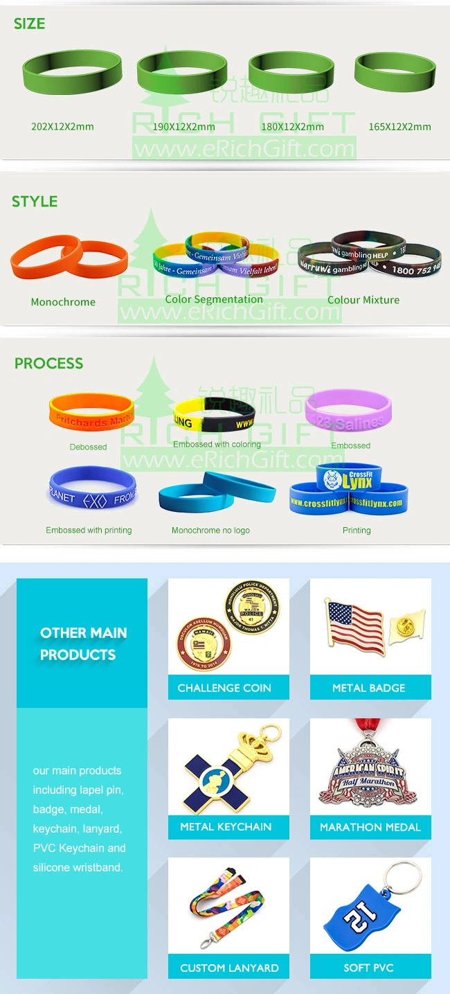 Manufacturing Hot Sale Customized Logo Rubber Wide Wristbands for Girls