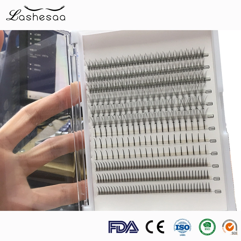 Mengfan China Best Natural False Eyelashes Factory Grafting One Second Blooming Lashes Premium Mink Fans Eyelash Extension Band Cluster Individual Lashes