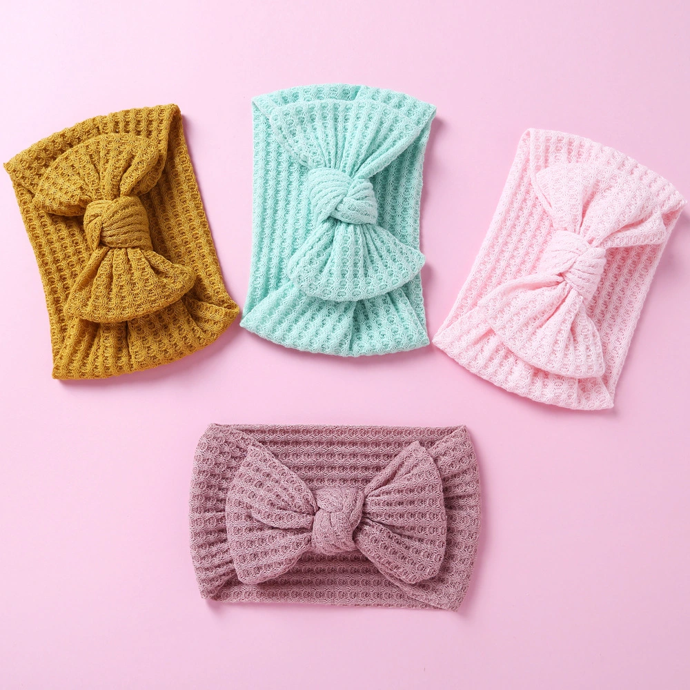 Wholesale Knitted Fabric Wide Baby Headband Bow Headband for Baby