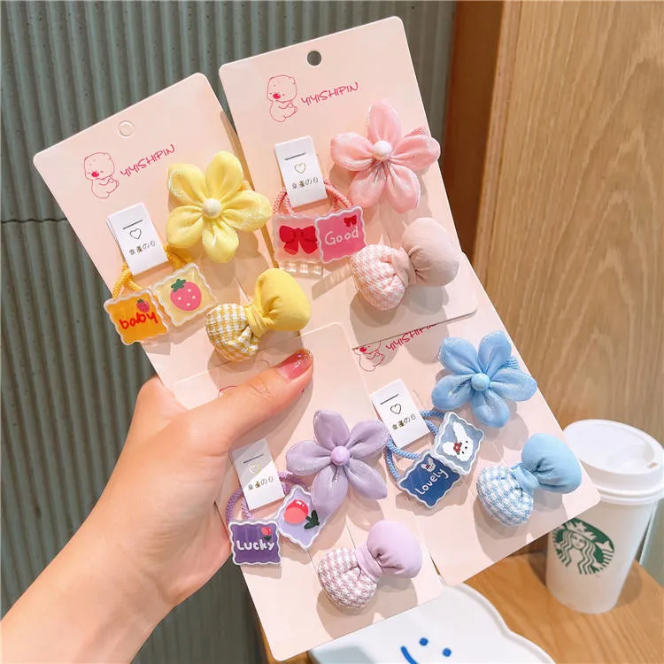 4PCS/Set Cute Cartoon Flower Acrylic Baby Hair Small Rubber Band