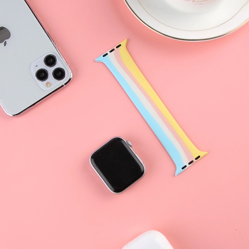 Customized Rainbow Rubber Silicone Wristband Watch Band for Apple Watch