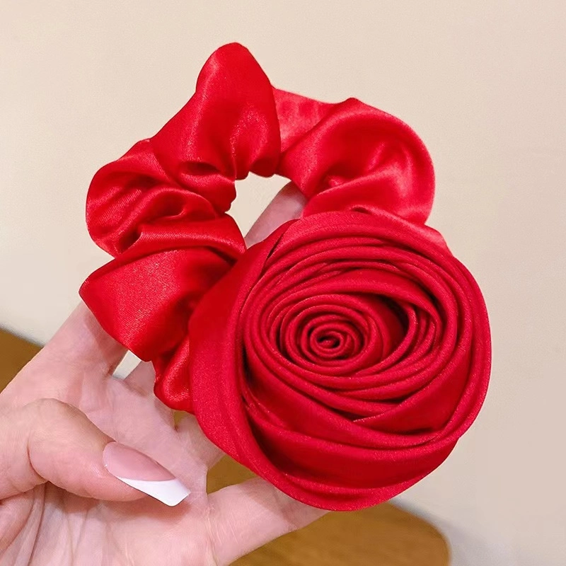 New Arrival French Satin Large Silk Satin Big Rose Flower Hair Bands