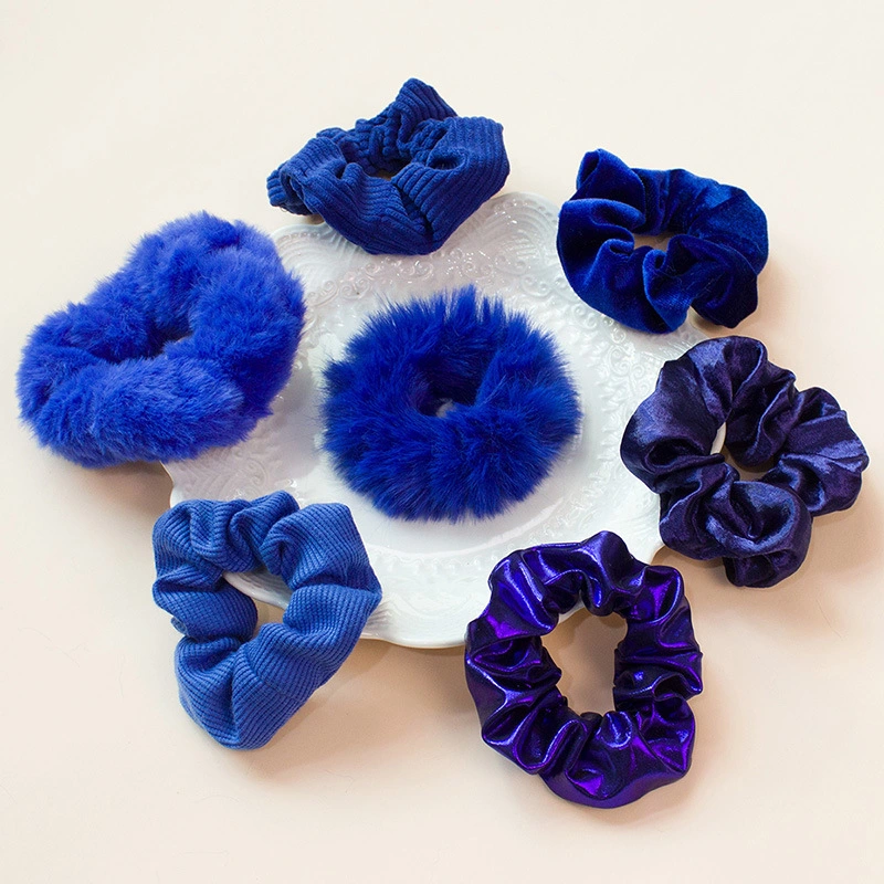 Sweet Faux Rabbit Fur Scrunchie Hair Ring Solid Color Plush Hair Bands