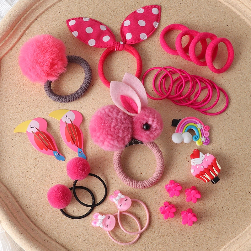 30PCS/Pack Kids Hair Clips Super Lovely Elastic Hair Rubber Band