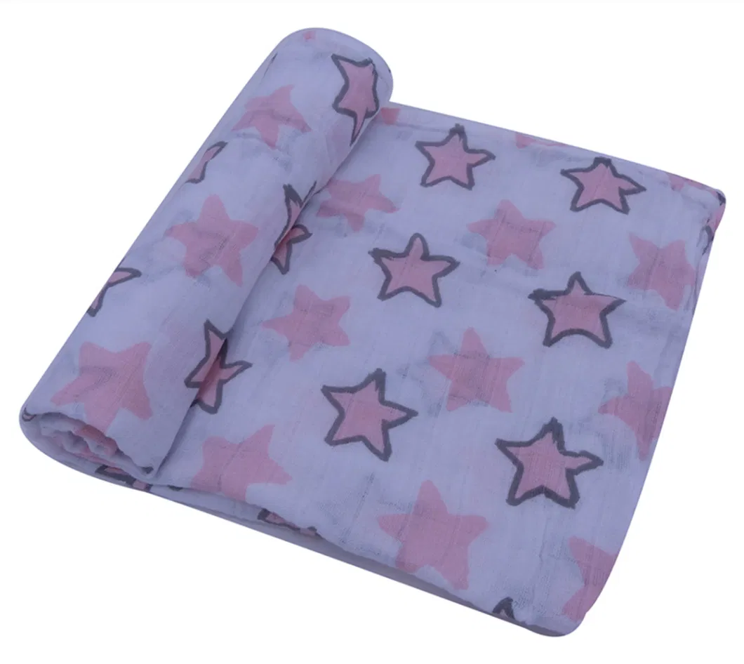 Custom Printed Cotton Muslin Swaddle Blanket Wrap in 120X120cm