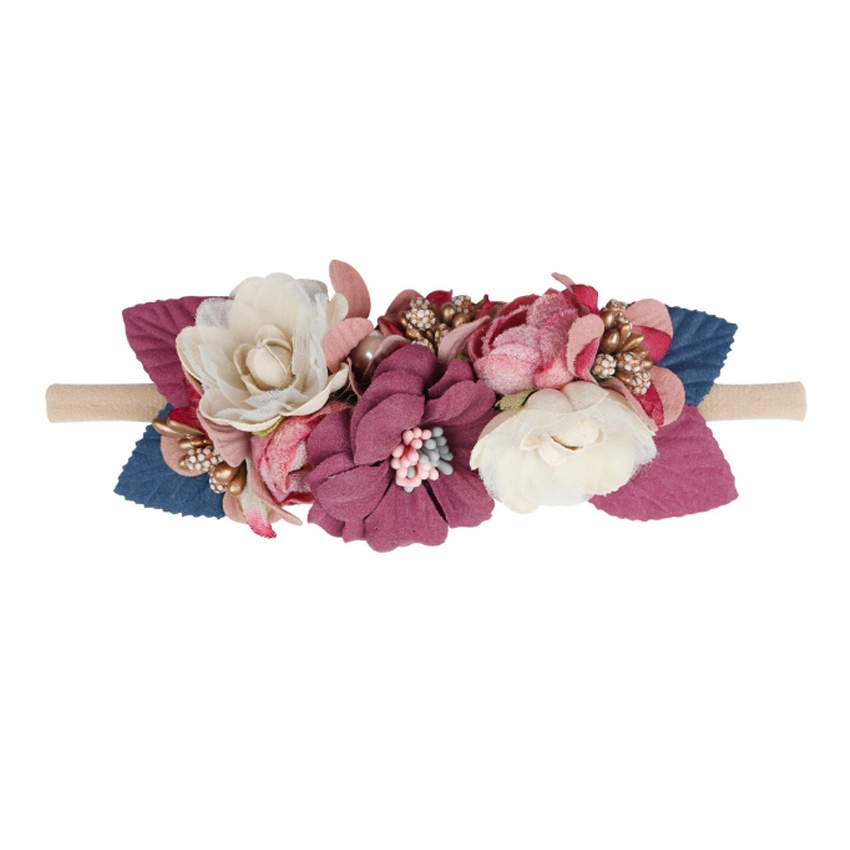 Handmade Baby Newborn Hair Rubber Rope Flower Hair Band Stretchy Floral Head Wraps Head Bands