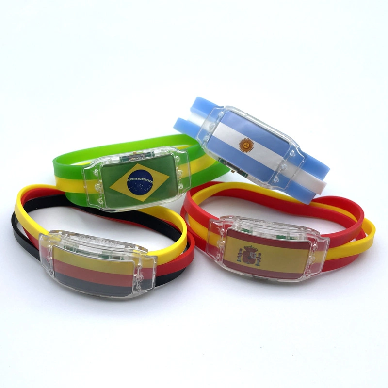 2022 Qatar World Football Cup Flags Silicone LED Lighted Bracelet Argentina Brazil Wristband Souvenir Wholesale