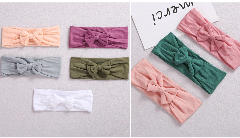 Children&prime;s Band in Summer Light Nylon Bows Baby Head with Baby Hair Belt Wholesale Infant Hair Accessories Knitted Headband