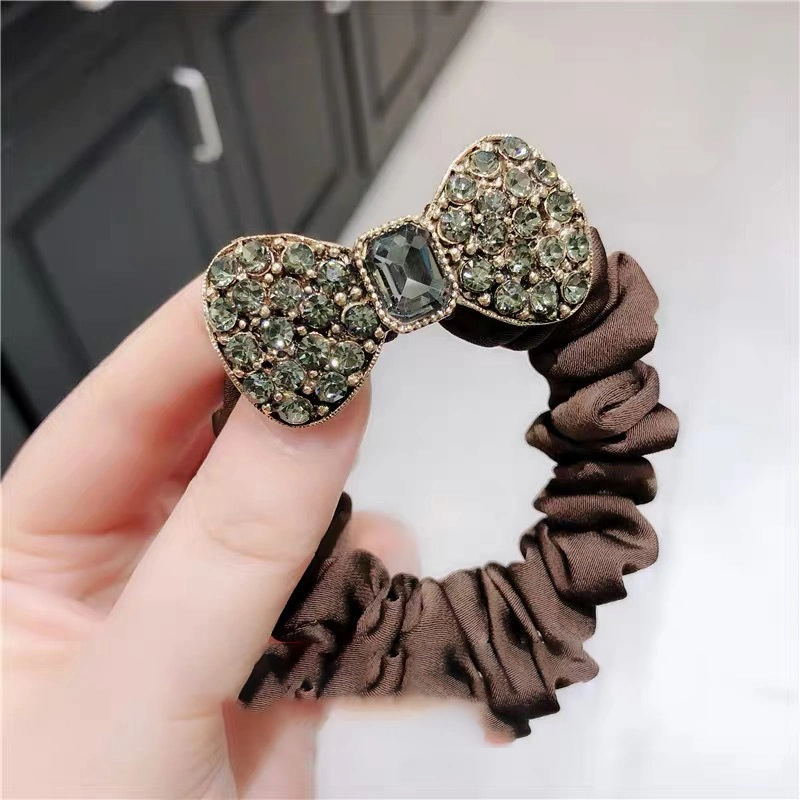 Crystal Hair Rope French Bow Diamonds Elastic Hair Band Children