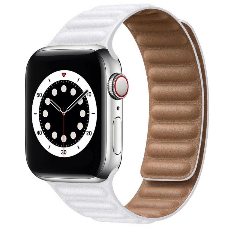 40mm 44mm Leather Link Bands for Apple Watch Series 6 Magnetic Leather Loop Bracelet Straps for Iwatch 4 5 38mm 42mm