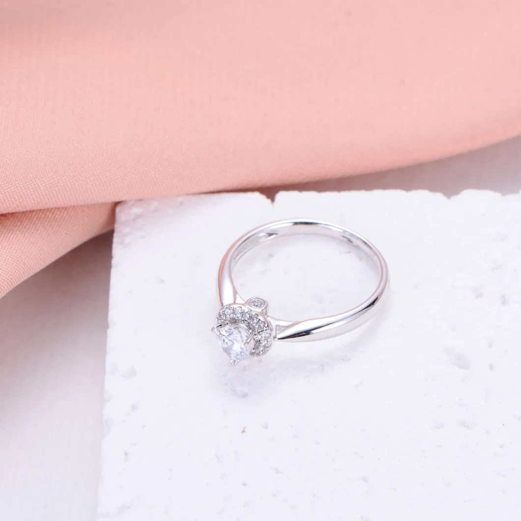 White Gold 10K 14K Ring Shiny Heart Diamond Engagement Ring Wedding Band