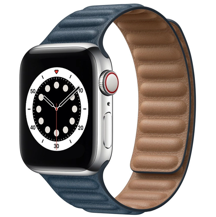 40mm 44mm Leather Link Bands for Apple Watch Series 6 Magnetic Leather Loop Bracelet Straps for Iwatch 4 5 38mm 42mm