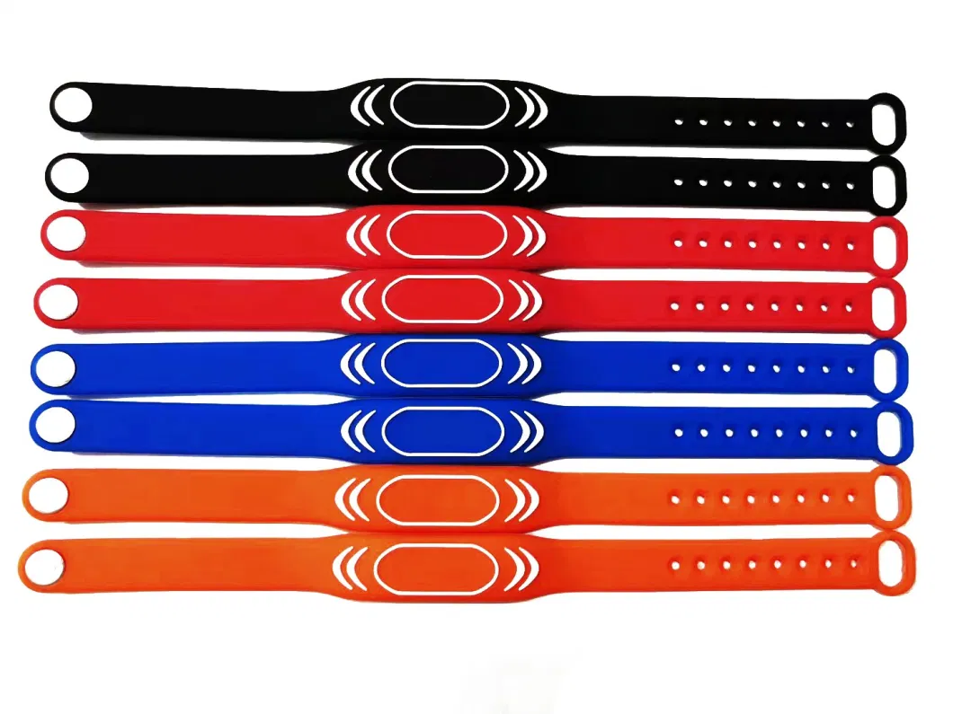 Silk Printing or Color Filled for Debossed Number RFID Silicone Wristband