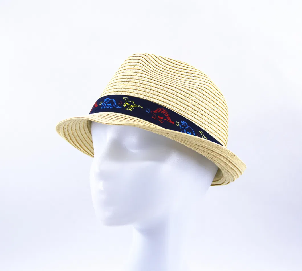 Children Paper Straw Hat with Lovely Ribbon Band