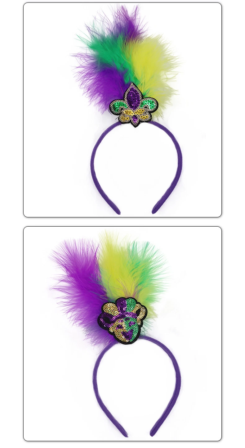 Brazilian Carnival Party Hairband Headpiece with Sequins and Feathers