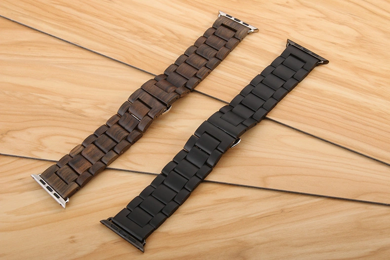 Ultra Thin Handmade Wood Accessories Black Sandal Apple Band for Smart Watch