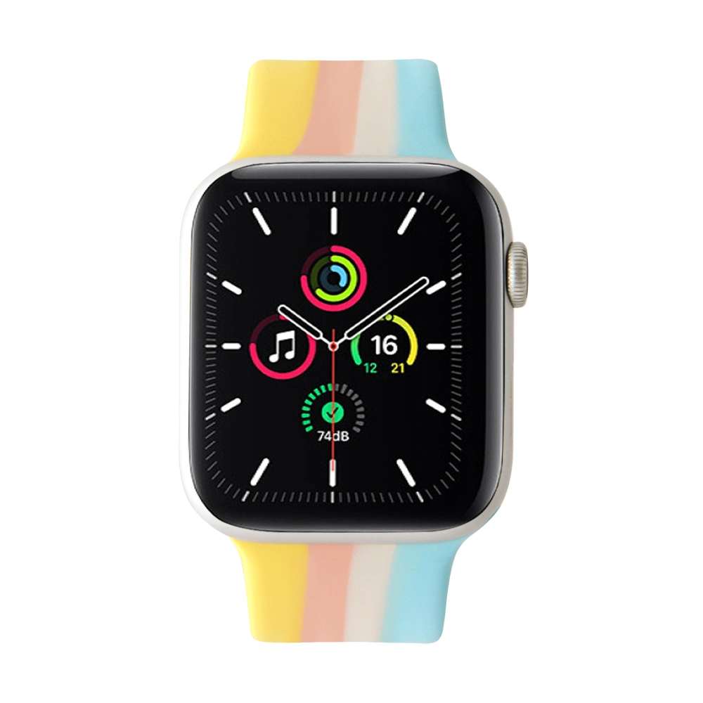 Customized Rainbow Rubber Silicone Wristband Watch Band for Apple Watch