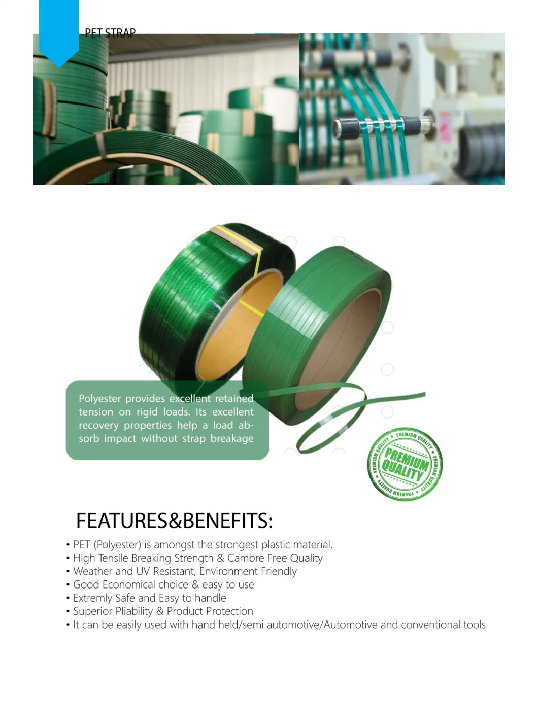 Hot Selling Green Pet Strapping Band Embossed Polyester Strapping Band