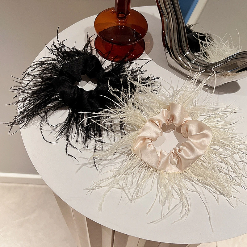 Simple Ostrich Feather Hair Rope Creative Personality Niche Hair Accessories Hairbands