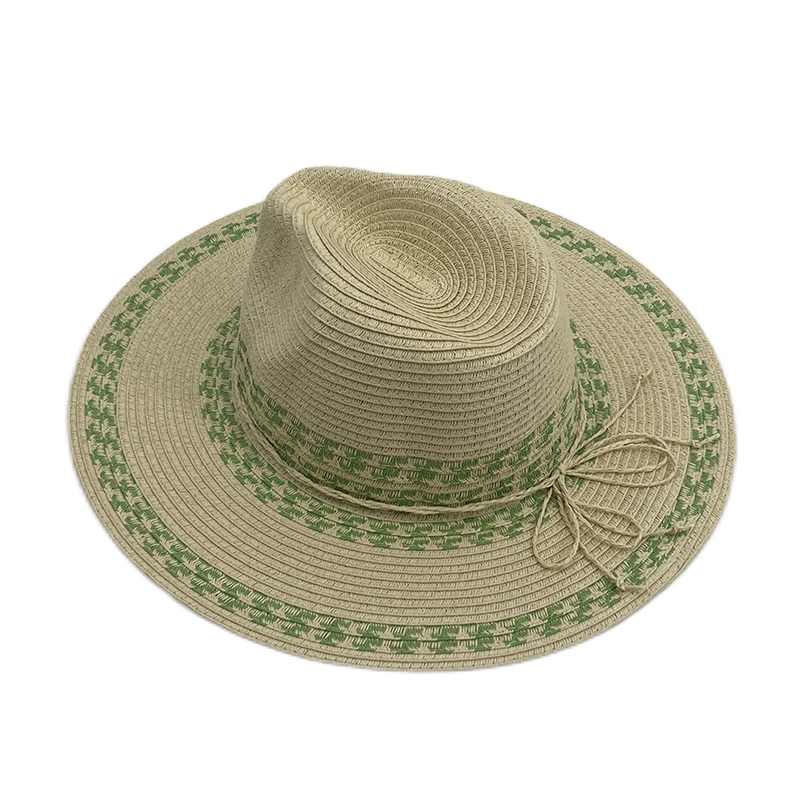 High Quality Women Lady Paper Breathable Paper Band Adjustable Beach Sun Wide Brim Panama Straw Hat