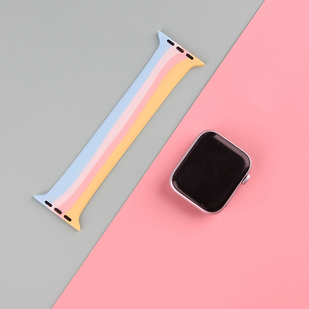 Customized Rainbow Rubber Silicone Wristband Watch Band for Apple Watch