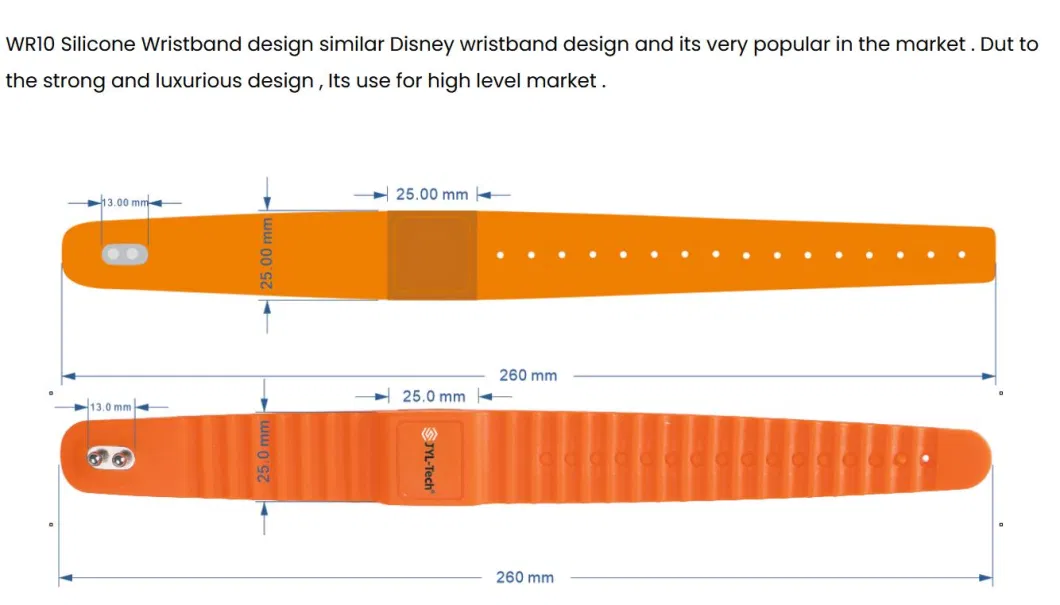 Custom Black/Blue/Orange/Pink/Yellow Color Debossed Logo RFID Silicone Wristband