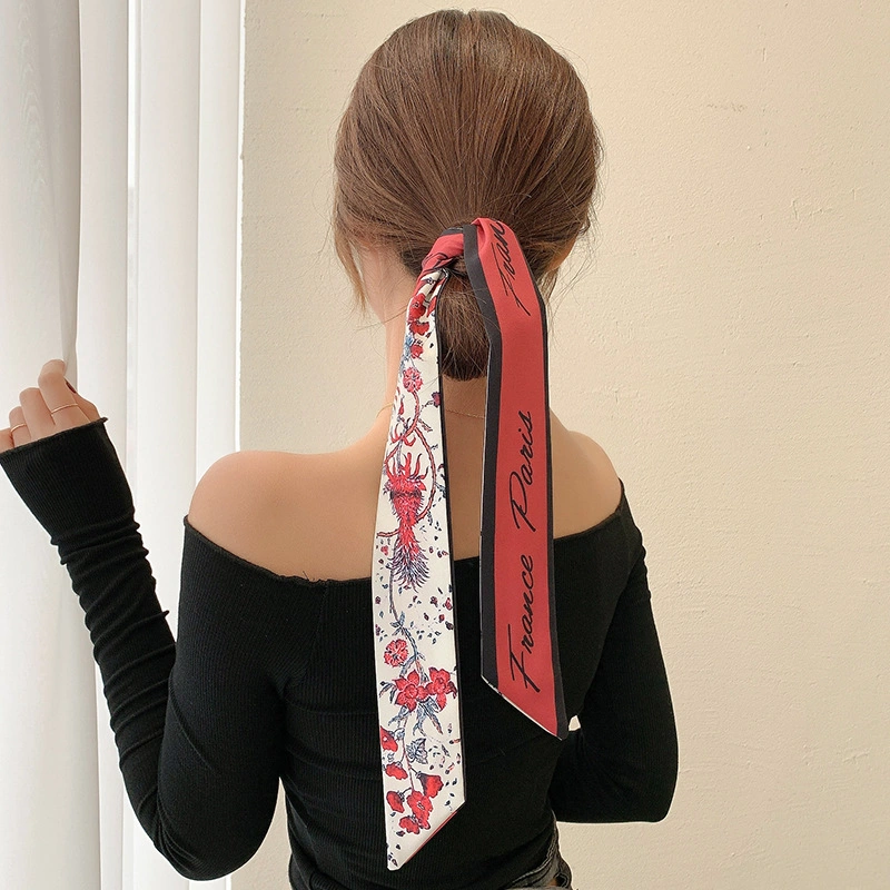 Thin Narrow Long Silk Scarf Women Hair Band