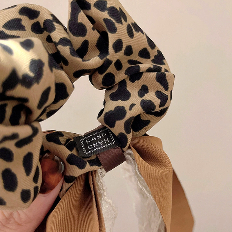 New Leopard Print Hair Scrunchie Lace Ribbon Hair Rope Hair Band