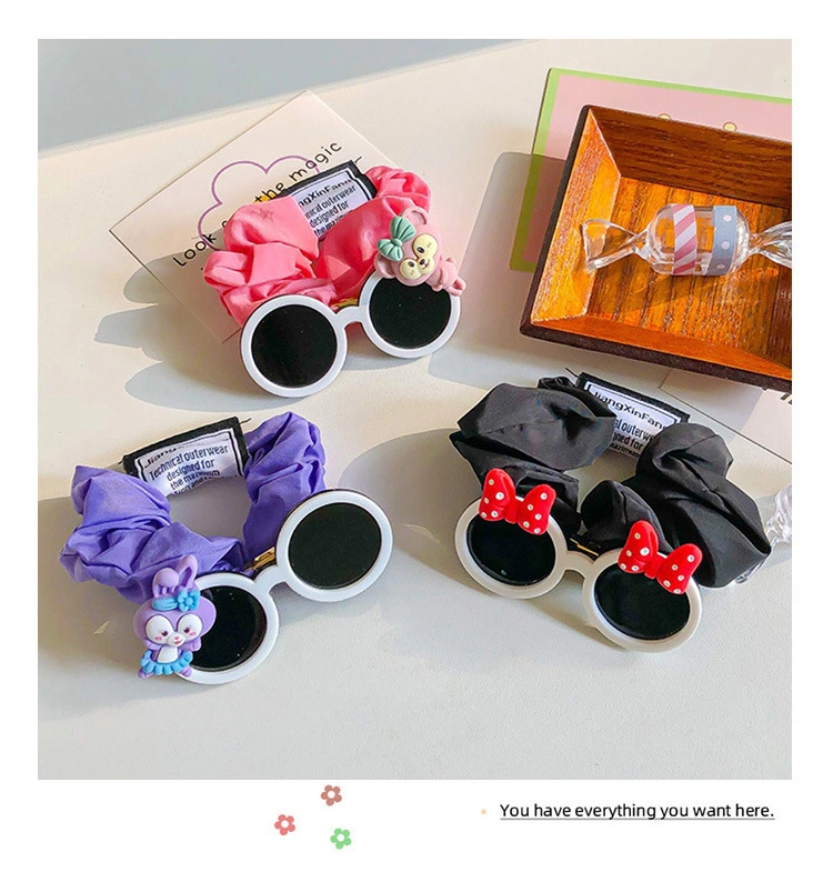 Children Sweet Cartoon Sunglasses Large Scrunchie Little Girl Bow Hair Bands