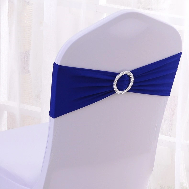 Wedding Party Spandex Stretch Chair Sashes with Silver Diamond Ring Slide Buckle