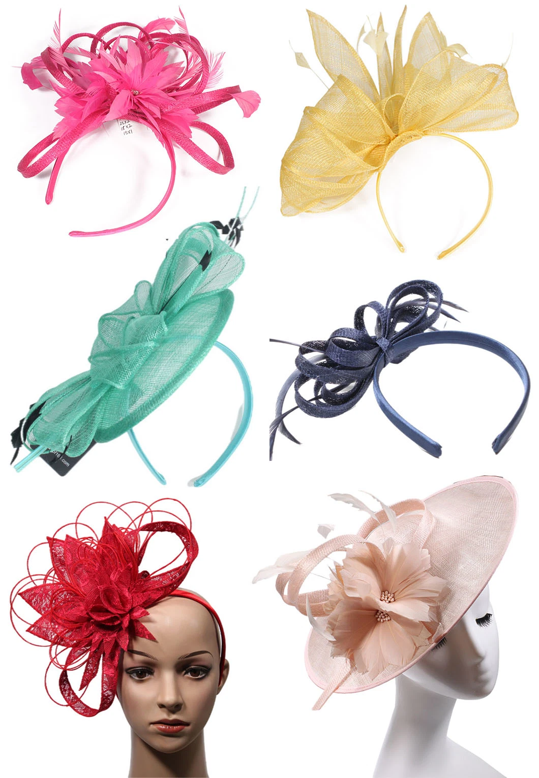 High Quality Feather Hair Band Beauty Fascinators Hat Banana Clips Mesh Flower Hairnet Fashion Hair Hoops for Ladies Girls