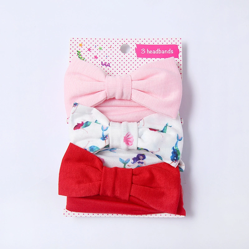 3PCS Girls Bow Knot Headband Gift Box Printed Shape Baby Hairband Women Headband