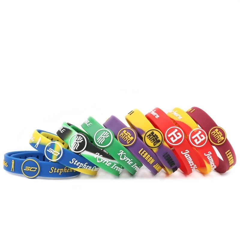 Promotional Polyester Fabric Bracelet Basketball Star Custom Logo Silicone Wristband for Fans Souvenir