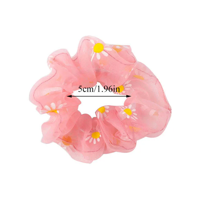 Korean Style Simple Small Daisies Organza Hair Scrunchies Rubber Band