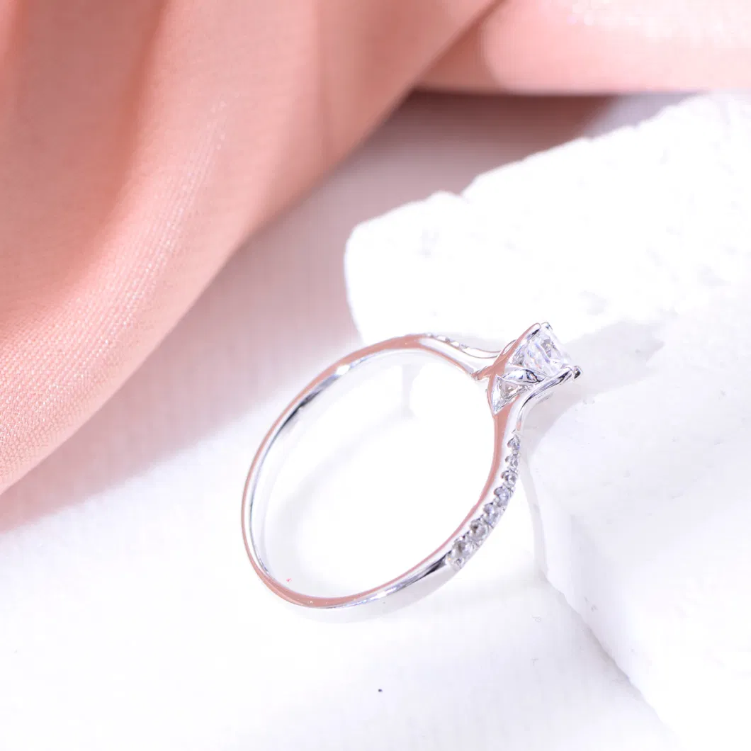 White Gold Plated Bling Iced out Ring Engagement Wedding Band for Women