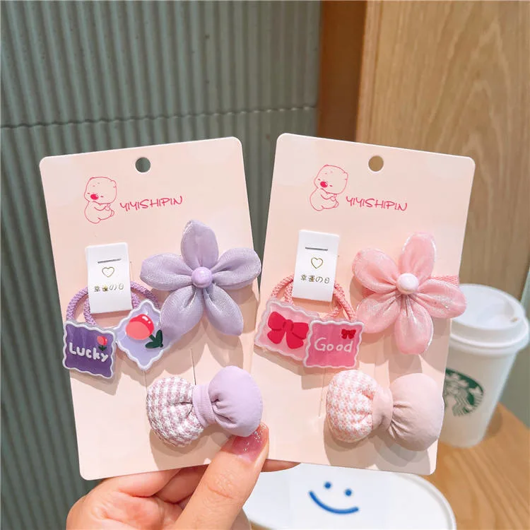 4PCS/Set Cute Cartoon Flower Acrylic Baby Hair Small Rubber Band